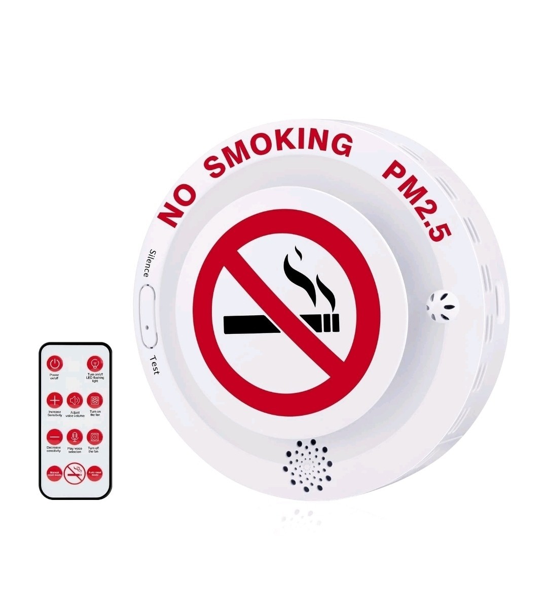 2in1 Cigarette Detector with Remote Control, No-Smoking and PM2.5 Alarm