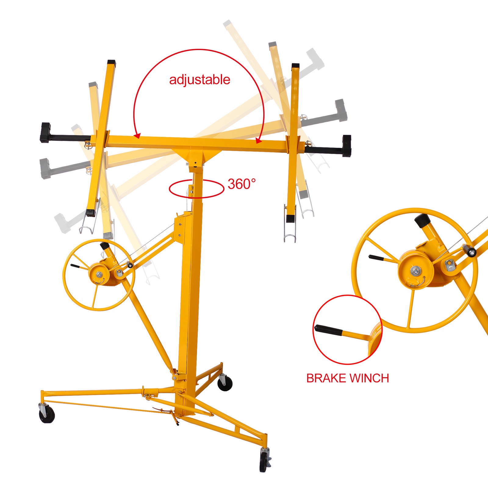 Drywall Lift Jack Rolling Panel Hoist 16 ft Yellow