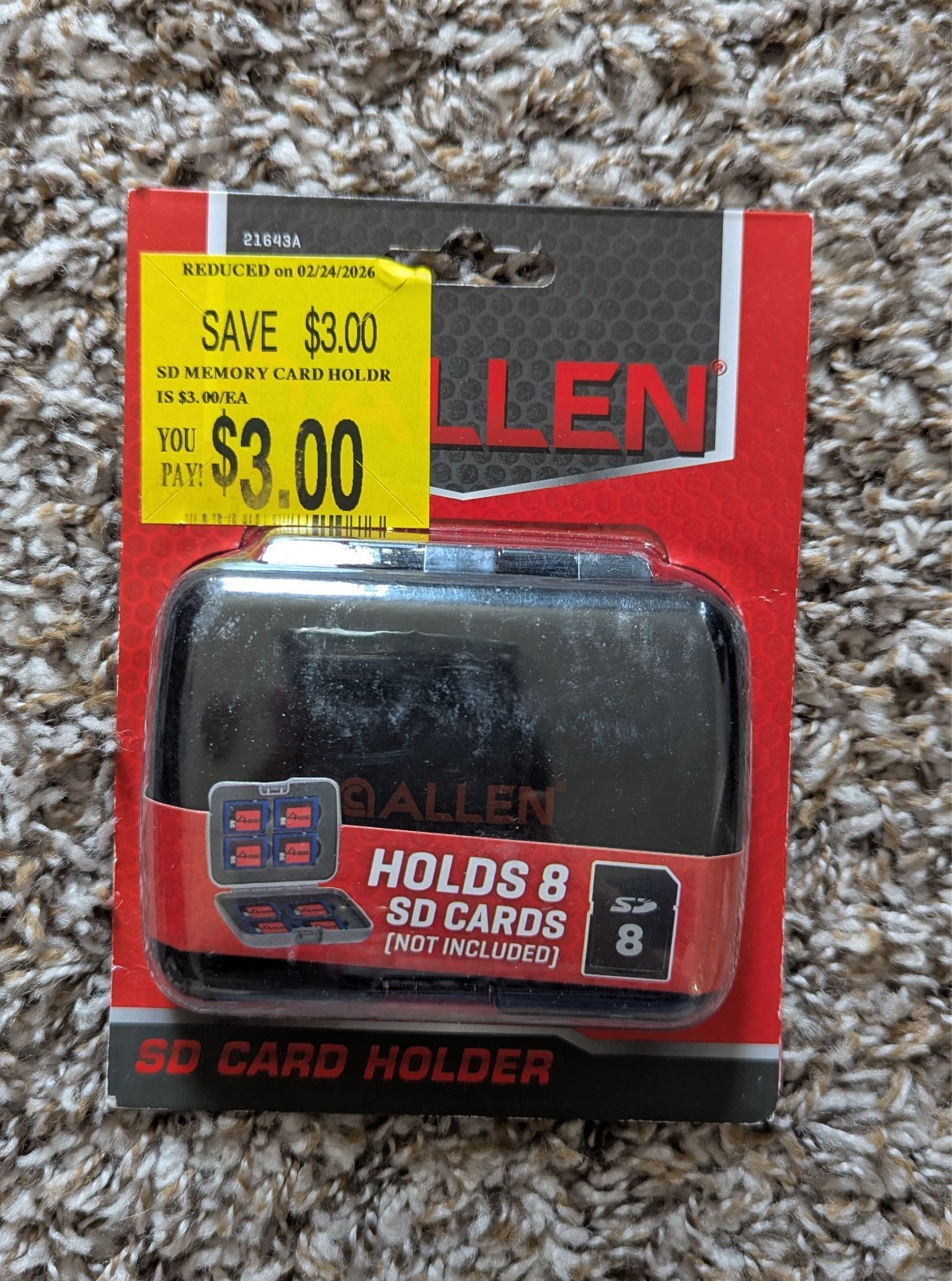Allen Company SD Card Holder Case Foam Protection Holds 8 Cards