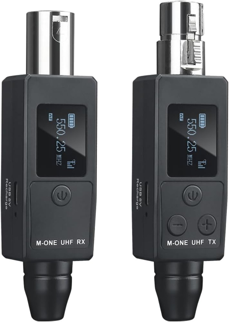 UHF Wireless XLR Transmitter and Receiver Plug-On Wireless Microphone System for