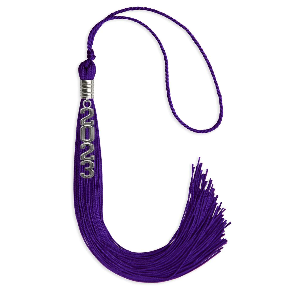Endea Graduation Purple Tassel With Silver Stacked Date Drop