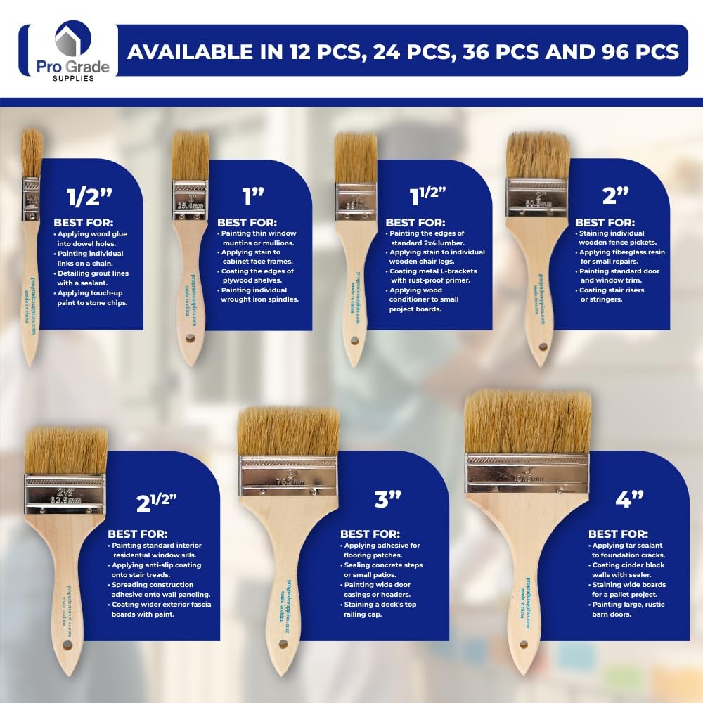 Chip Paint Brushes 24 Ea 2 Inch Chip Paint Brush Light Brown