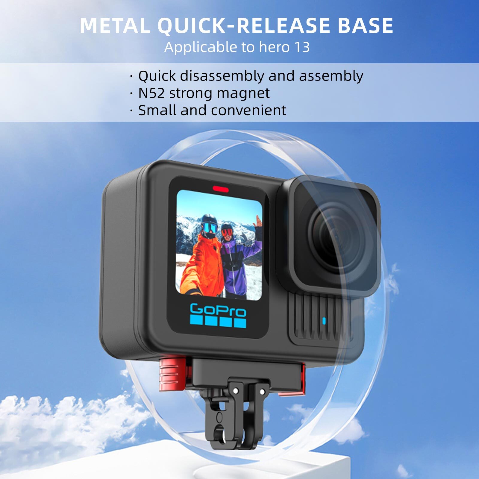 Magnetic Quick Release Base Mount for Gopro Hero 13 / 13 Black US Tripod Head MN