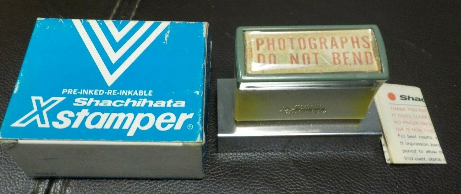 Vintage Shachihata pre-inked re-inkable JUMBO Stamp Japan 3" Stamping Surface