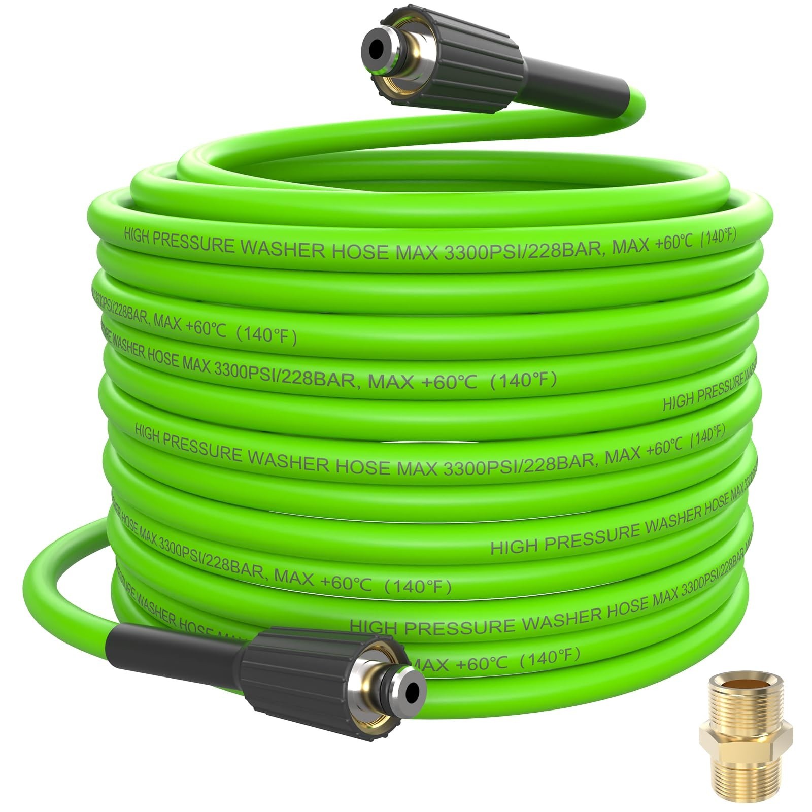PVC Pressure Washer Hose 50 FT x 1/4", Kink Resistant, 3300 PSI | Power Washe...