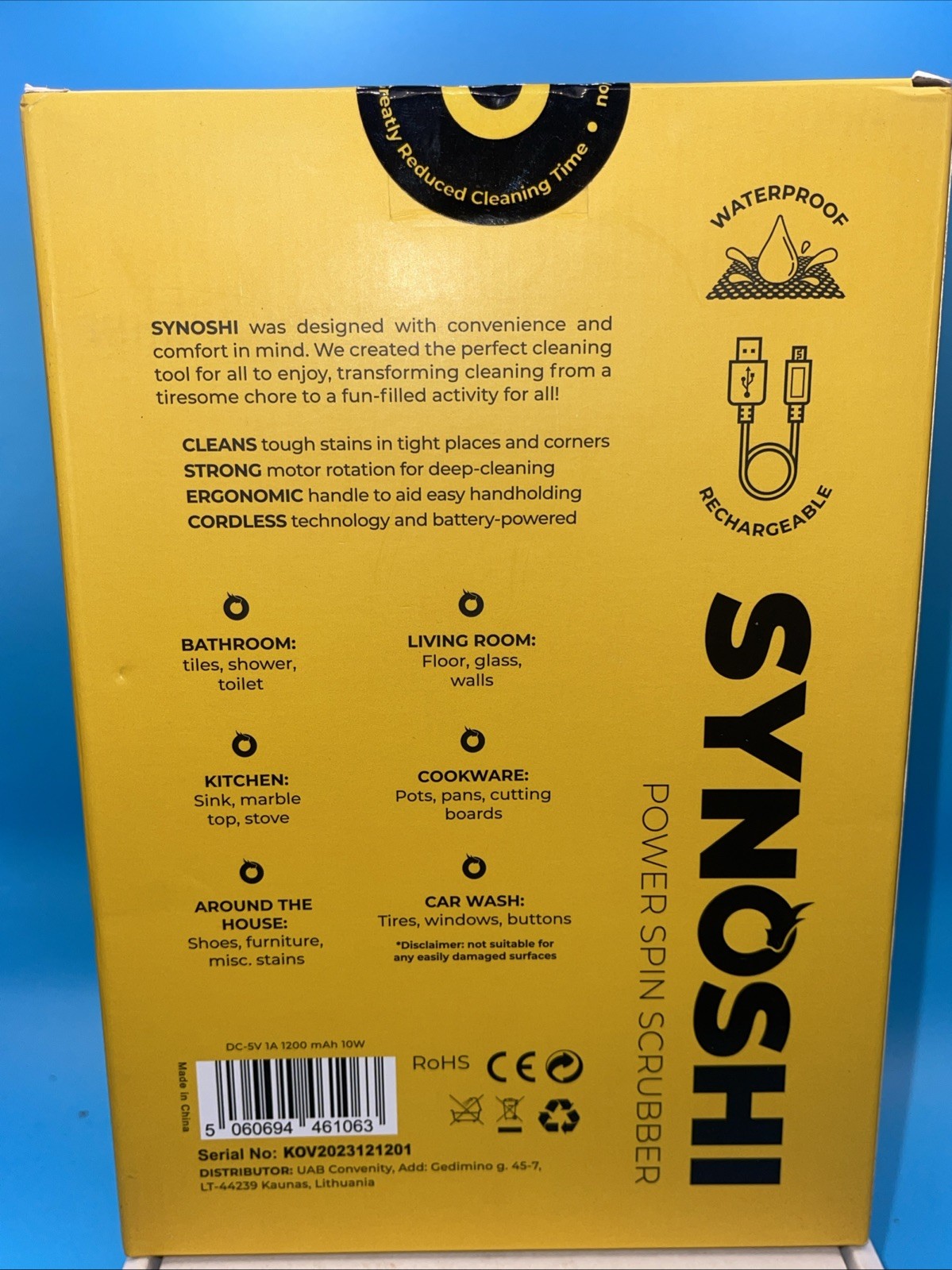 Brand New Synoshi Power Spin Scrubber Cleaning Brush Sealed