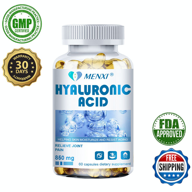 HOT-MENXI Naturals Hyaluronic Acid 850 mg 60 Capsules - Supports Healthy Joints/