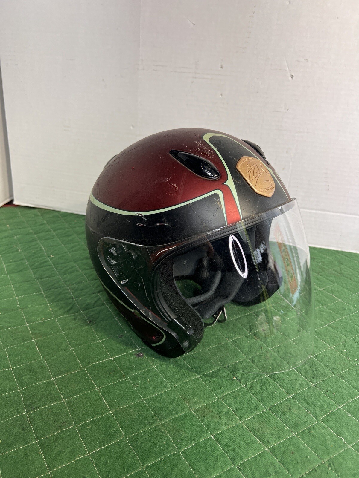Z1R  Motorcycle Helmet Open Face w/ Shield Medium Red & Black Hj-12