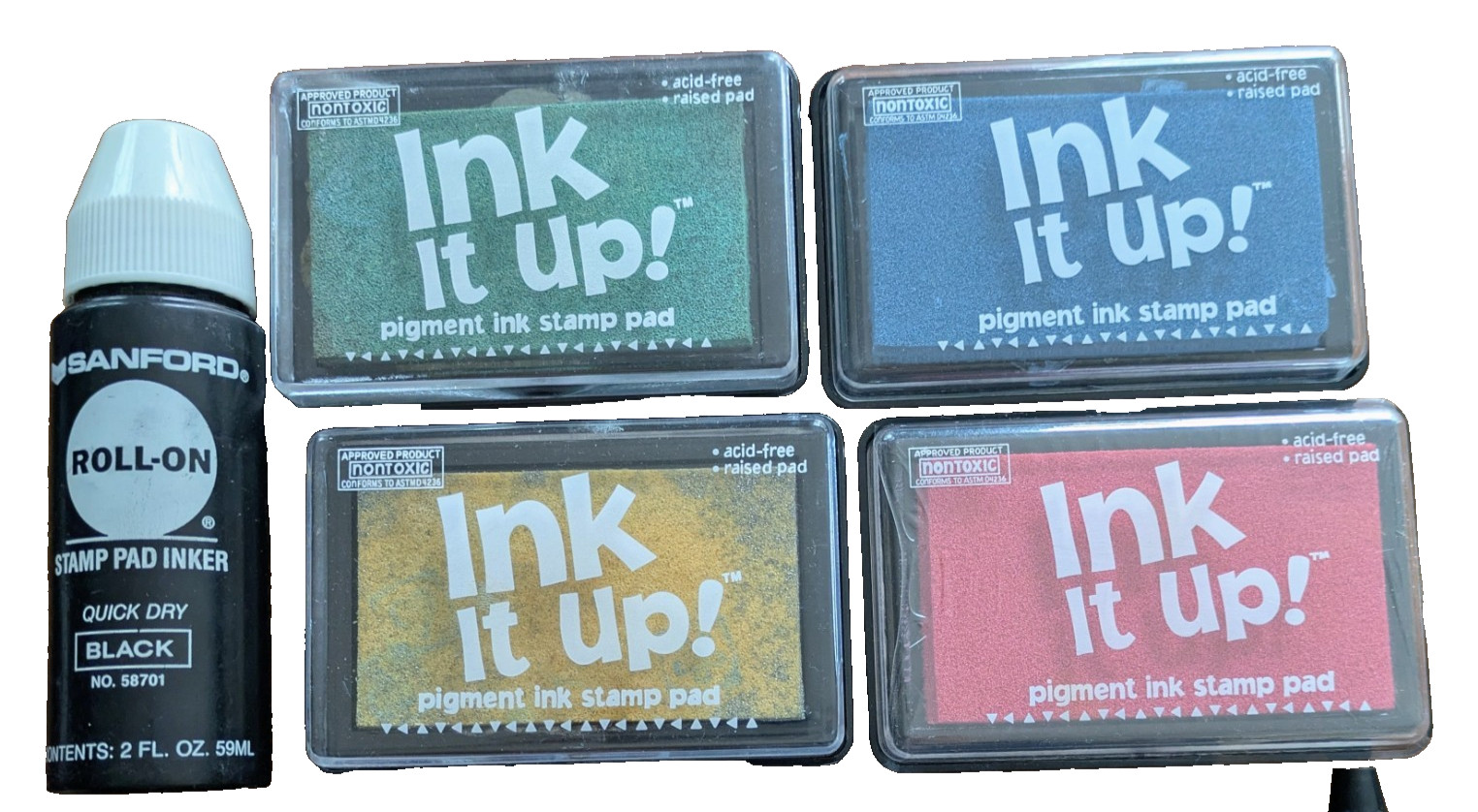 12 Craft Ink Pads, Black ReInker, Versamark Watermark Pad+ReInker VALUE BUNDLE