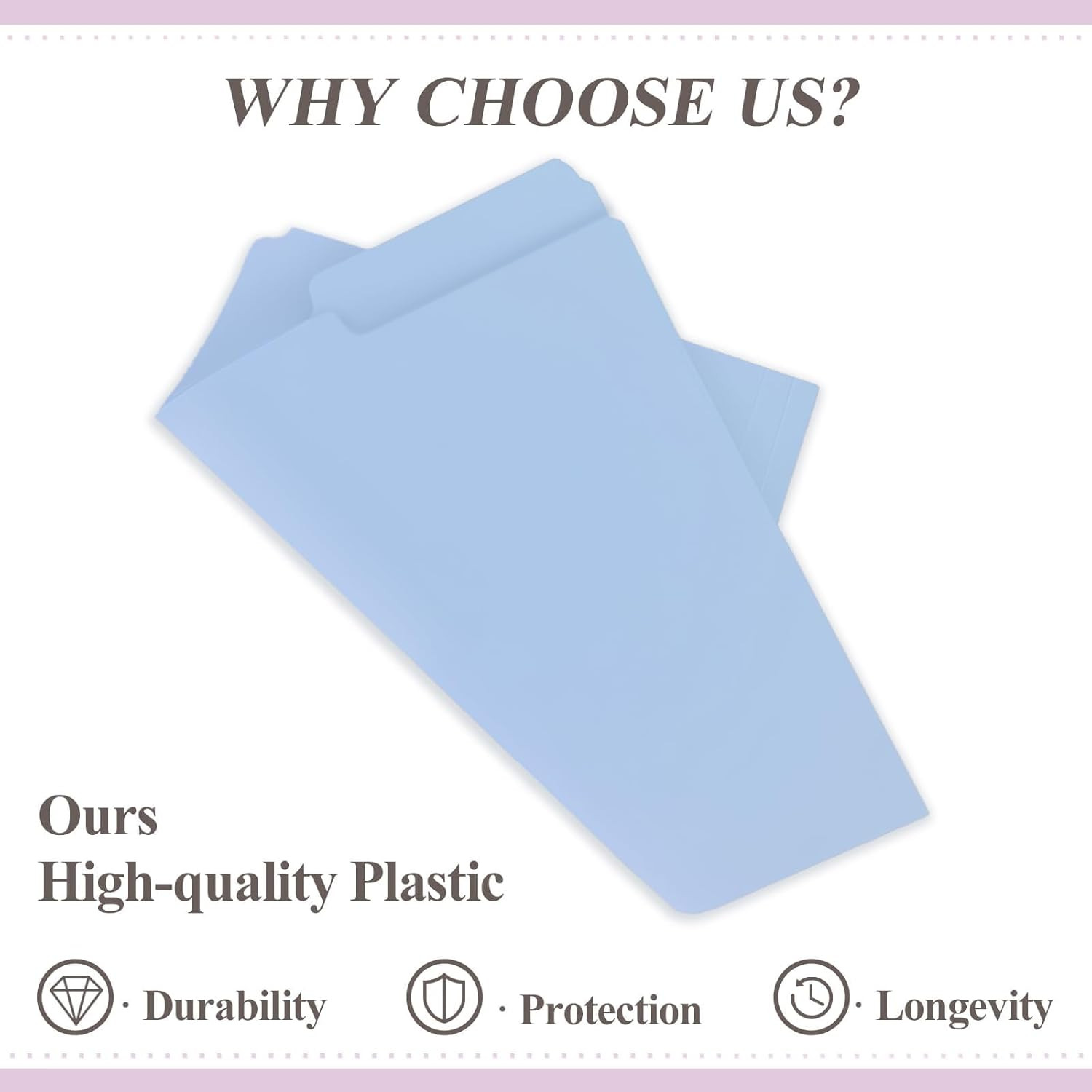 30 Pack Plastic File Folders Heavy Weight, Poly Colored File Folders 1/3-Cut Tab
