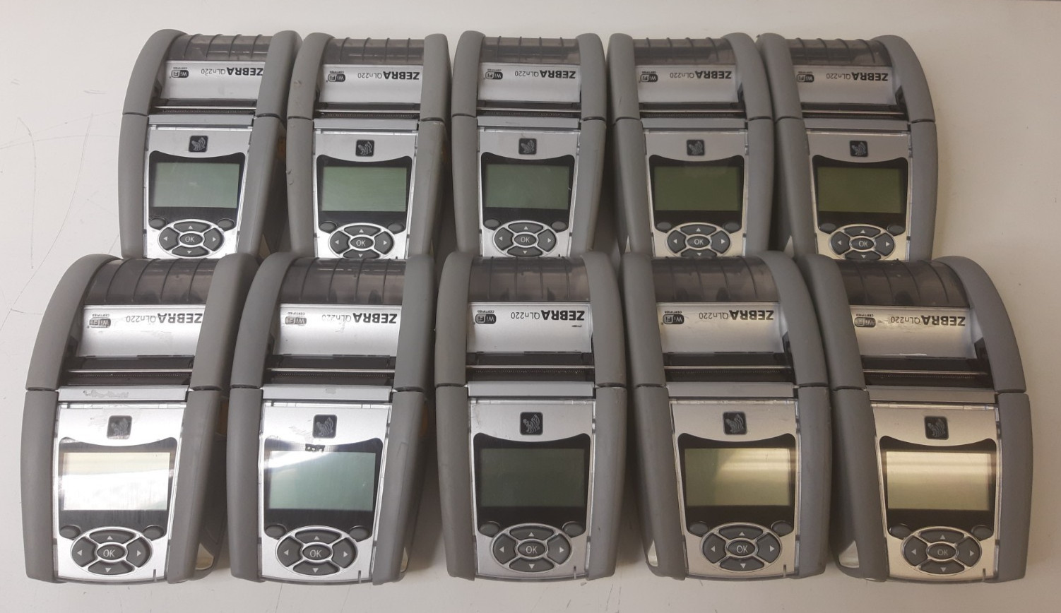 Lot of (10) Zebra QLn220 Mobile Thermal Printers - Power Tested - No Batts/PSU