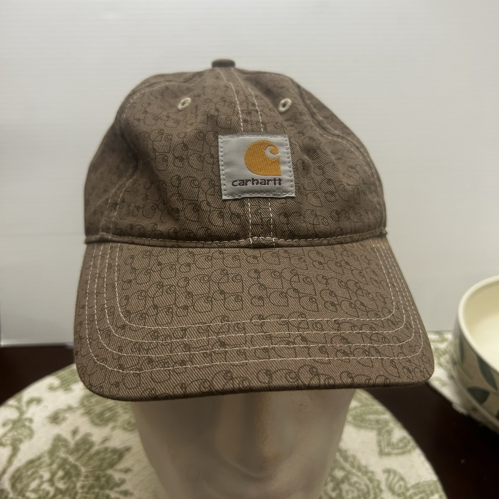 Carhartt Women's Brown All over Logo Patch Front Adjustable Hat Cap Work Wear