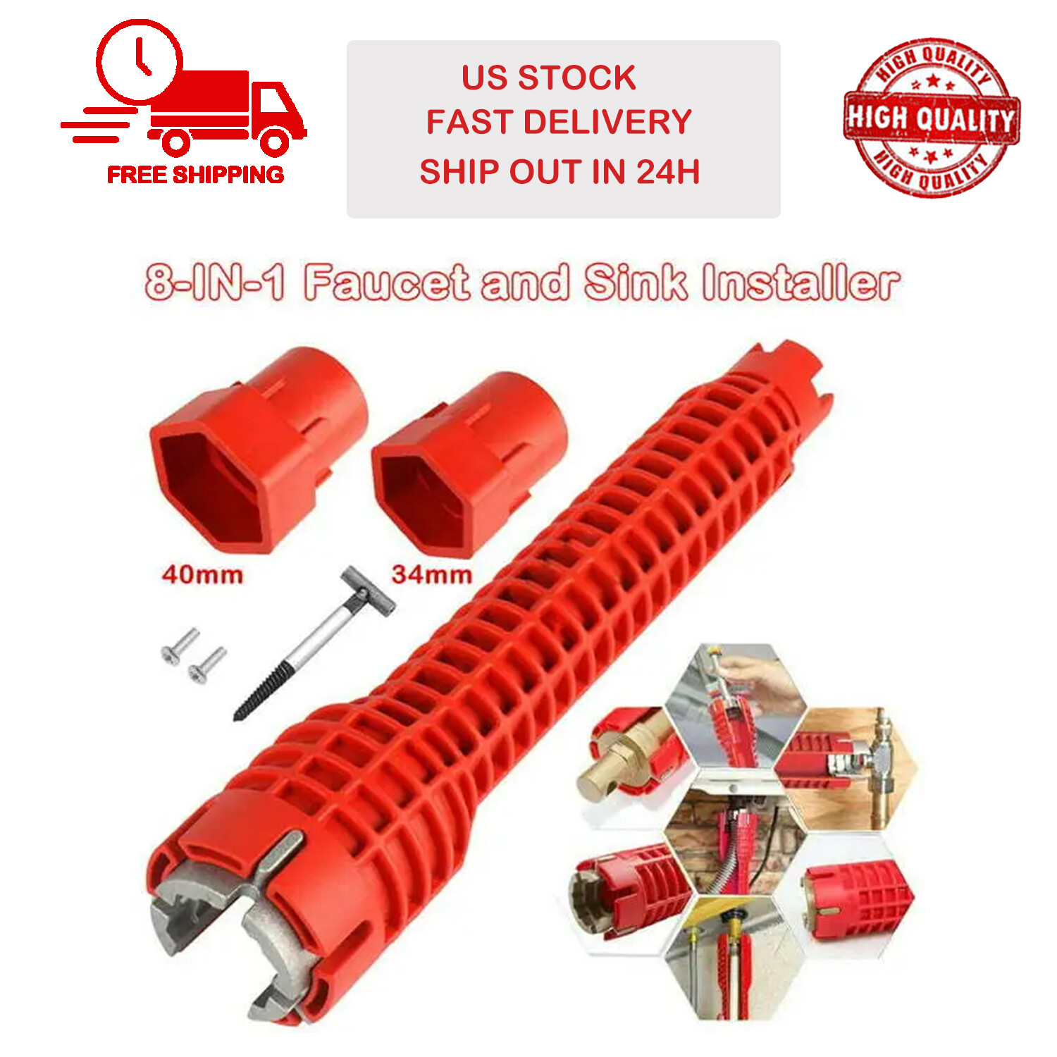 Faucet and Sink Installer Multi tool Pipe Wrench For Plumbers and Homeowners