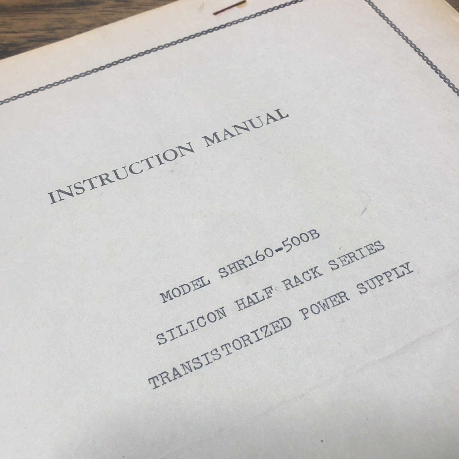 Trygon Electronics Instruction Manual SHR160-500B Transistorized Power Supply
