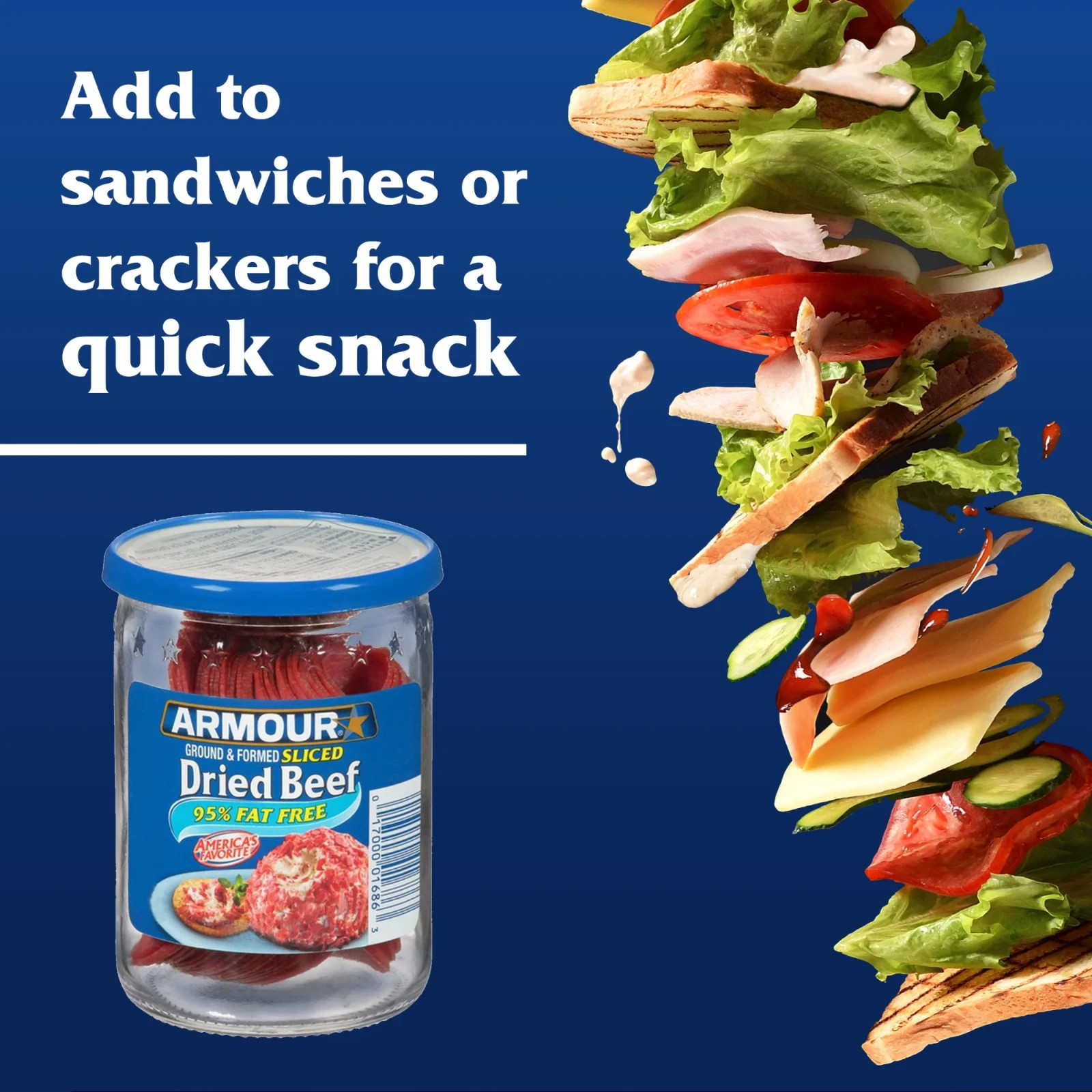 (2 pack) Armour Star Sliced Dried Beef, 9g Protein Per Serving, 2.2 oz