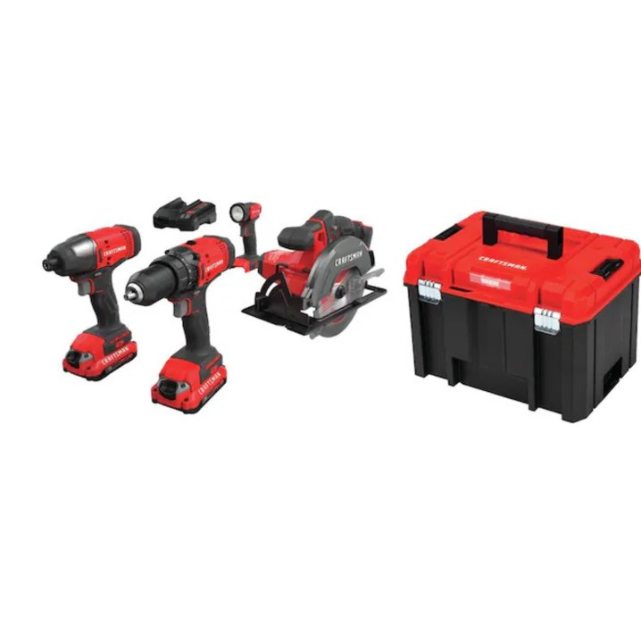 CRAFTSMAN V20 4-Tool Combo Kit with Hard Case Charger, 2 Batteries Included NEW