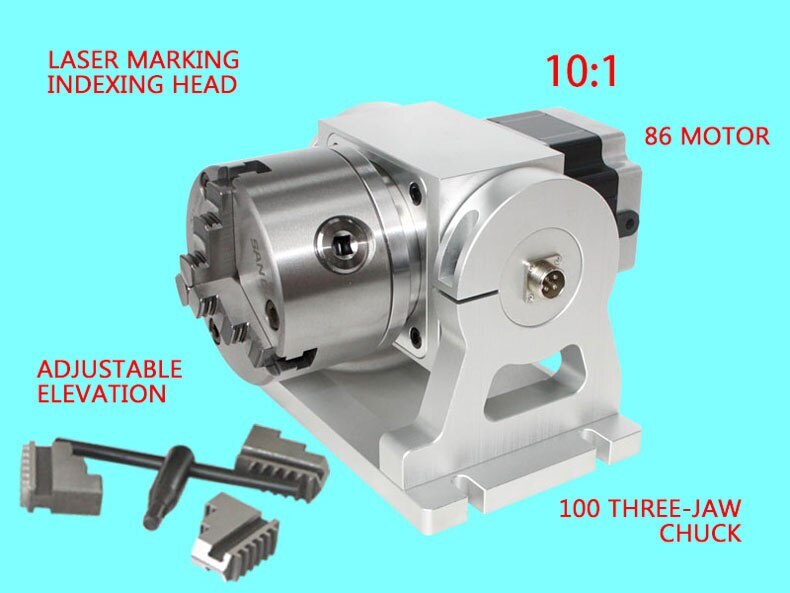 CNC Indexing Head Laser Marking Machine A Axis Fourth Axis Adjustable Elevation