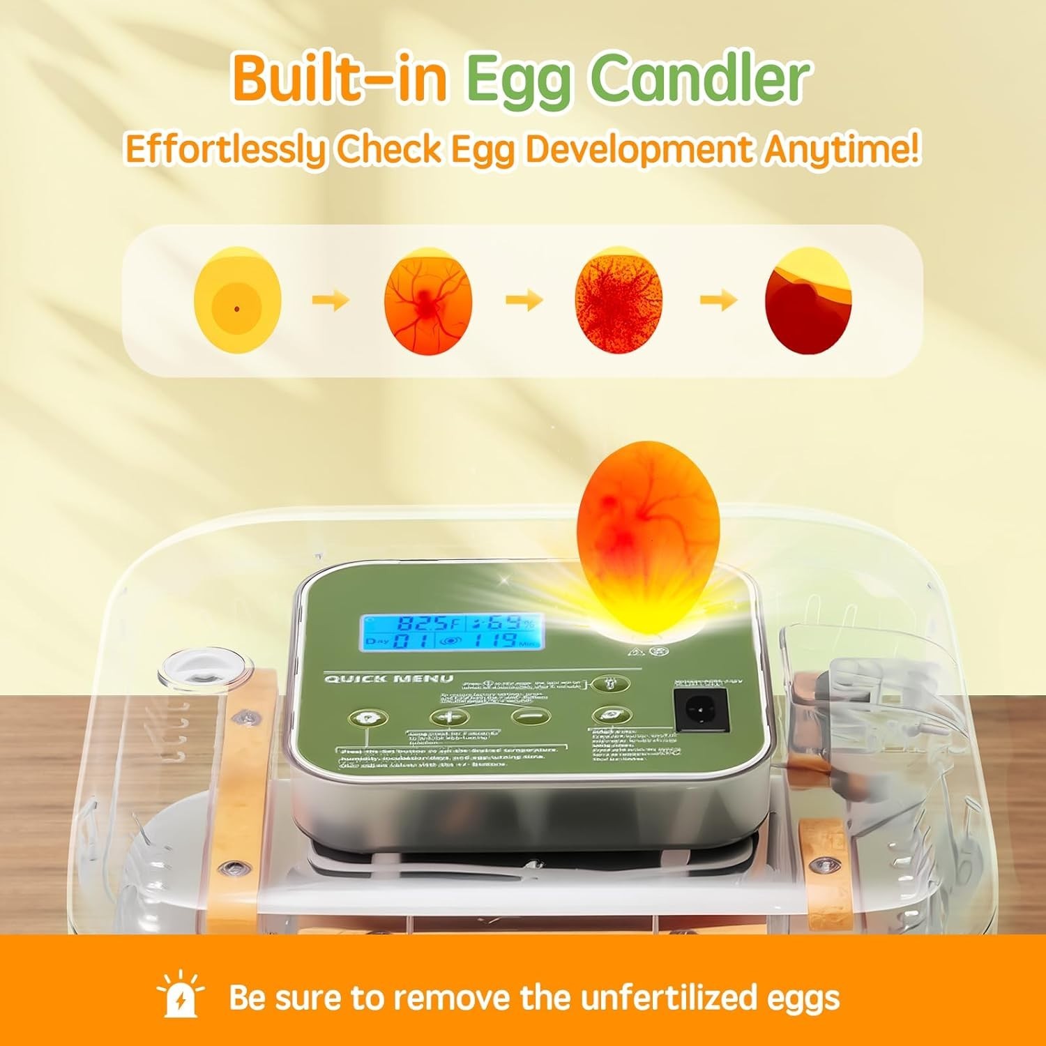 Incubator for Hatching Eggs Automatic Humidity and Temperature Control 12 Egg...