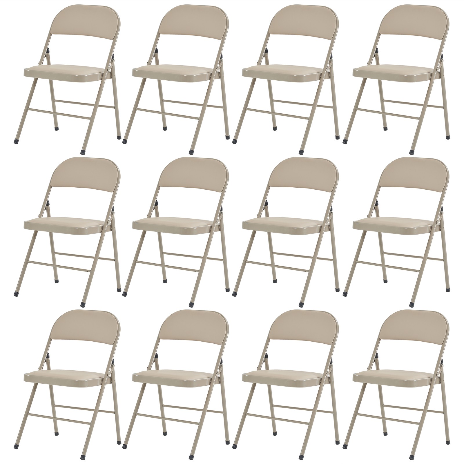 6pcs Elegant Foldable Iron & PVC Chairs for Convention & Exhibition Light Brown