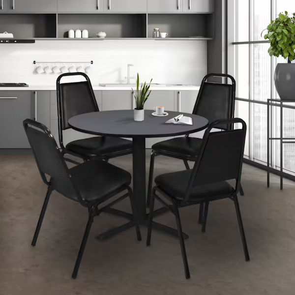 Cain Cain Square & Round Tables, Wood, Metal Top, Grey TB42RNDGY Cain TB42RNDGY