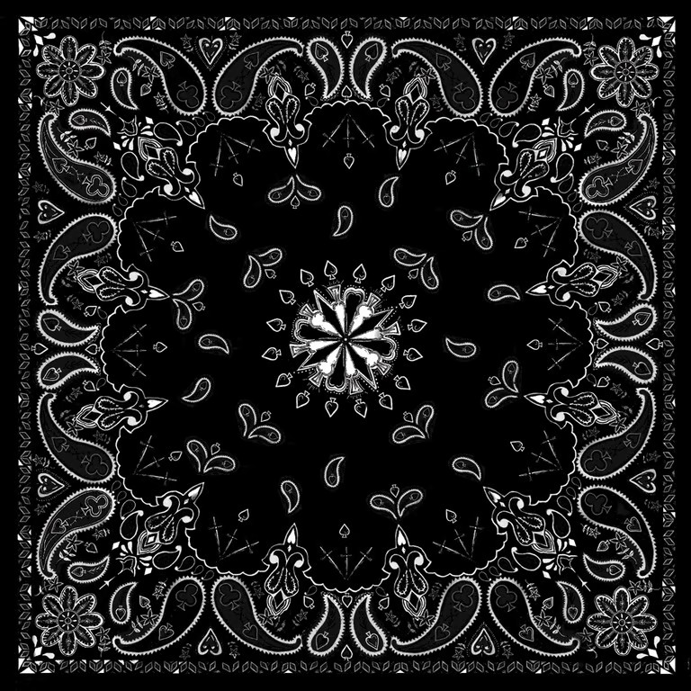 Zan Headgear Bandanna, Paisley Black, Size: OSFM Black Paisley 22 x 22 B001