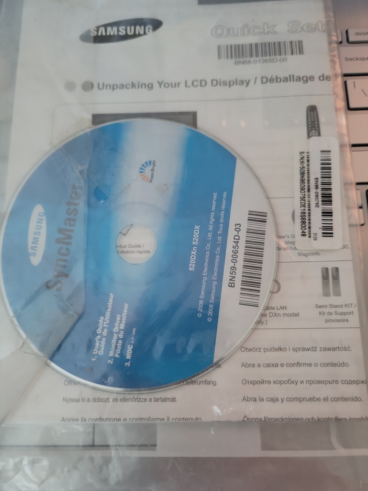 Samsung SyncMaster 520DX 520DXn Monitor Driver User Manual CD BN59-00654D-03