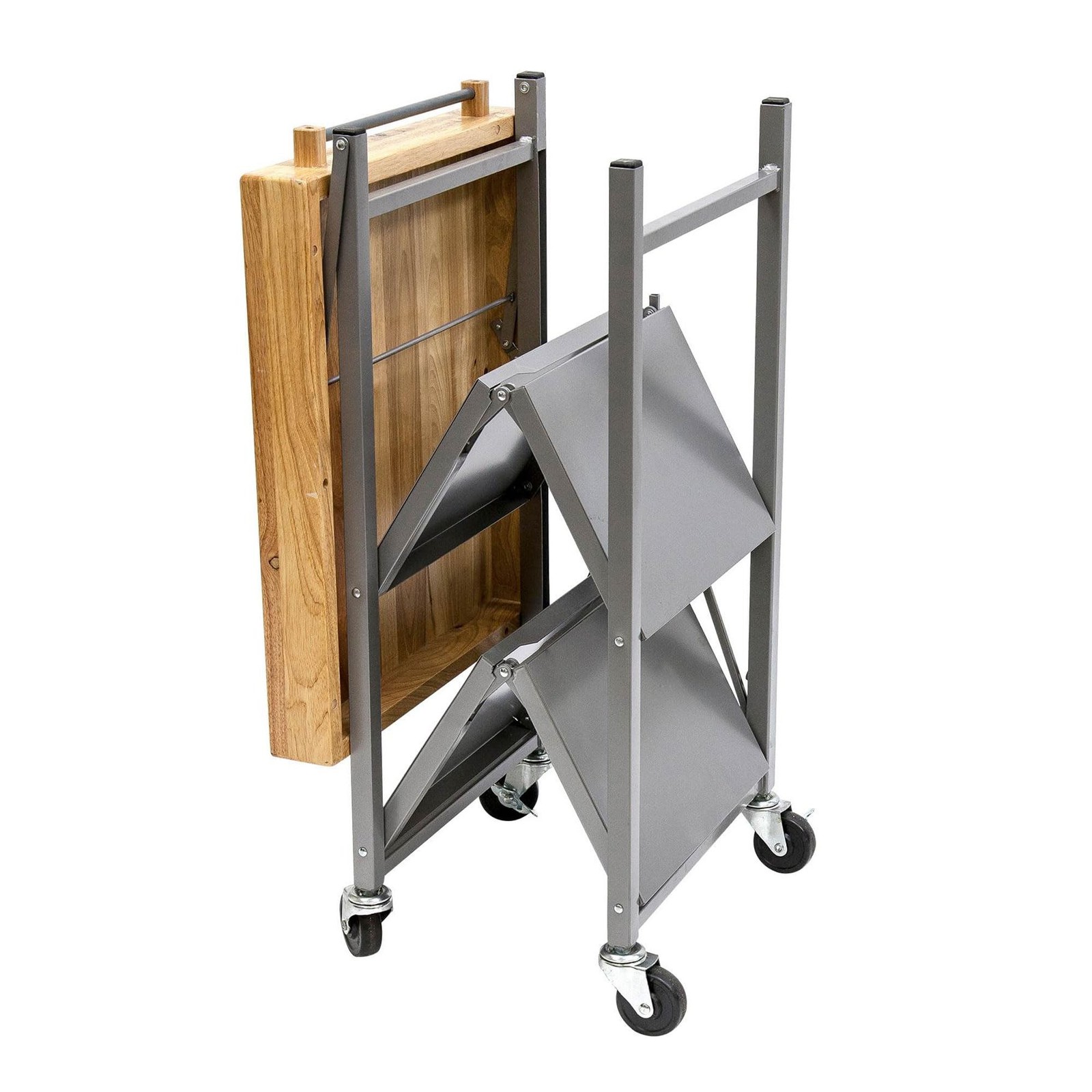 Origami Foldable Kitchen Island Cart, Rolling Storage Table Organizer with Wh...