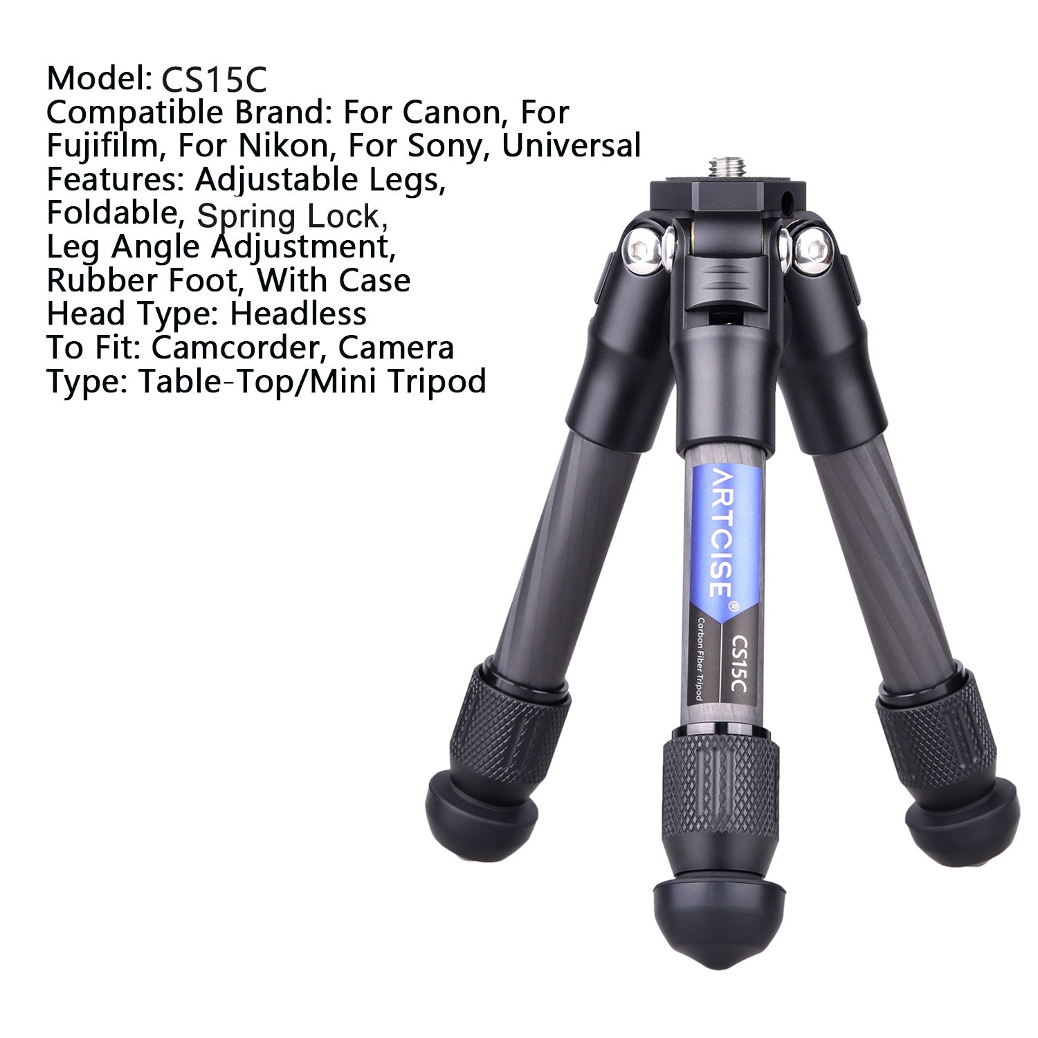 Mini Camera Tripod Carbon Fiber Tabletop Tripod Compact Portable Desktop Tripod