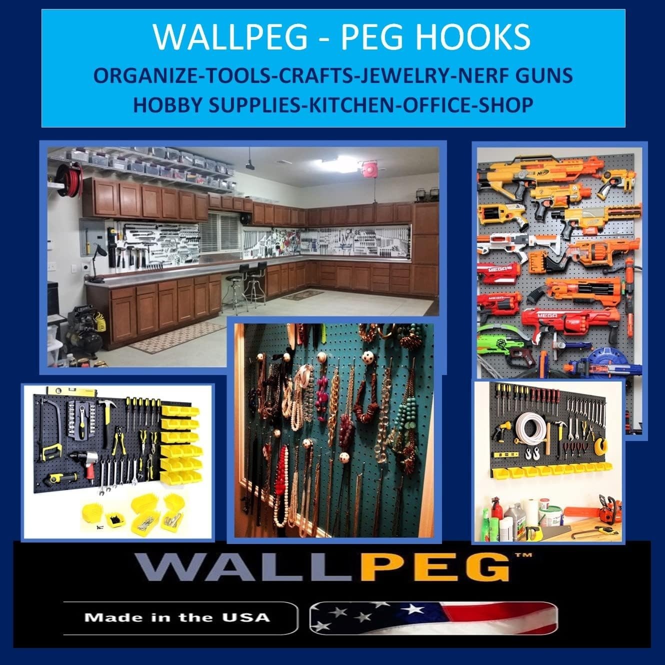 Maximize Space with 100 Black Peg Hooks - Durable, Easy Snap-In Installation
