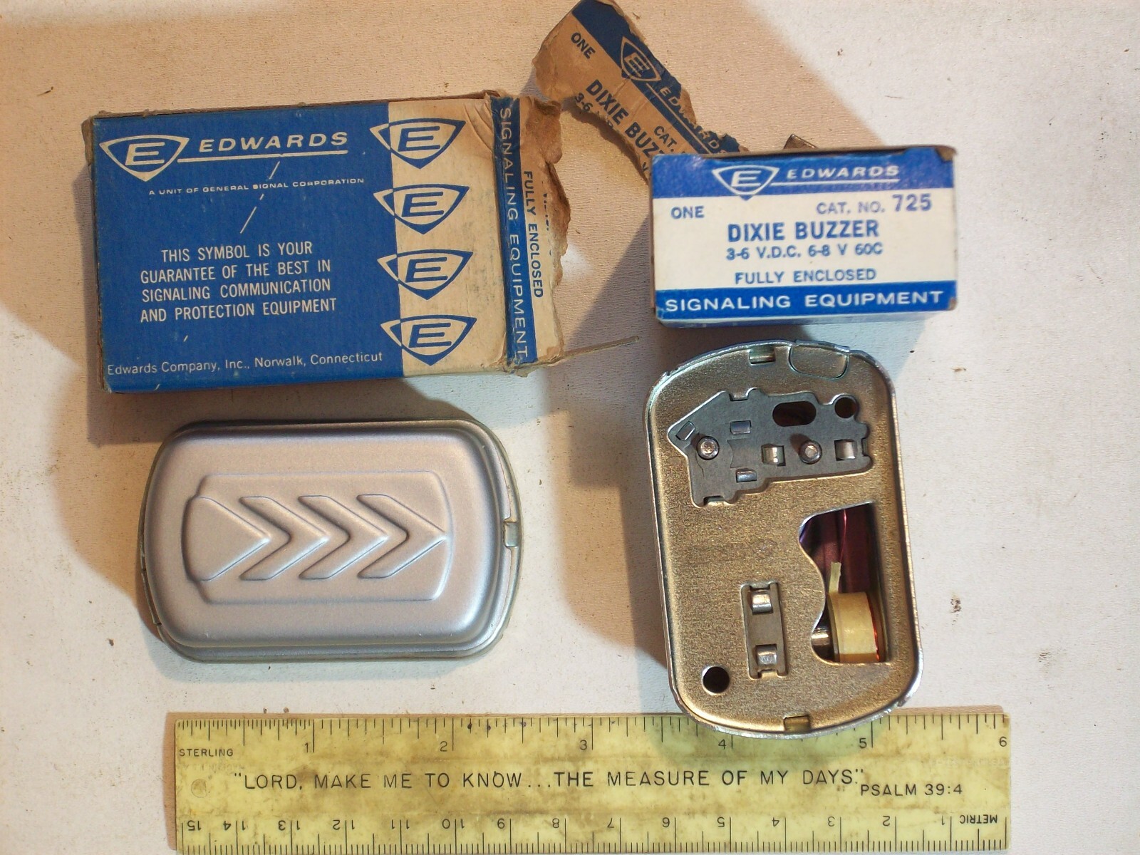 Electric BUZZER EDWARDS SIGNALING EQUIPMENT DIXIE 725 VINTAGE BLUE BOX 3-6 VDC