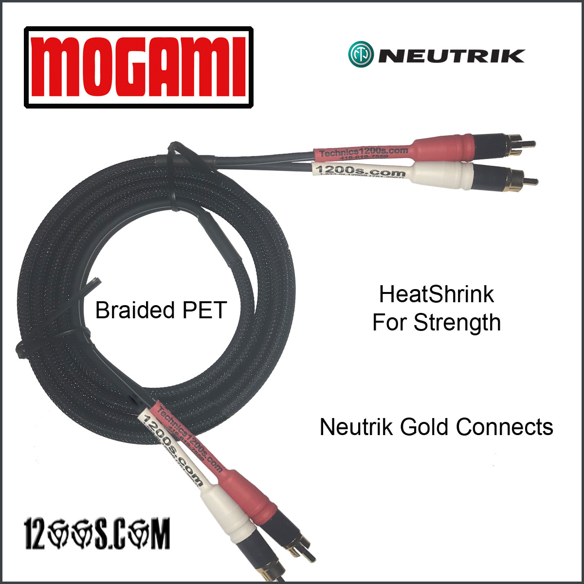 Custom Audiophile Mogami RCA Patch Interconnects with Neutrik Rean Gold Connects