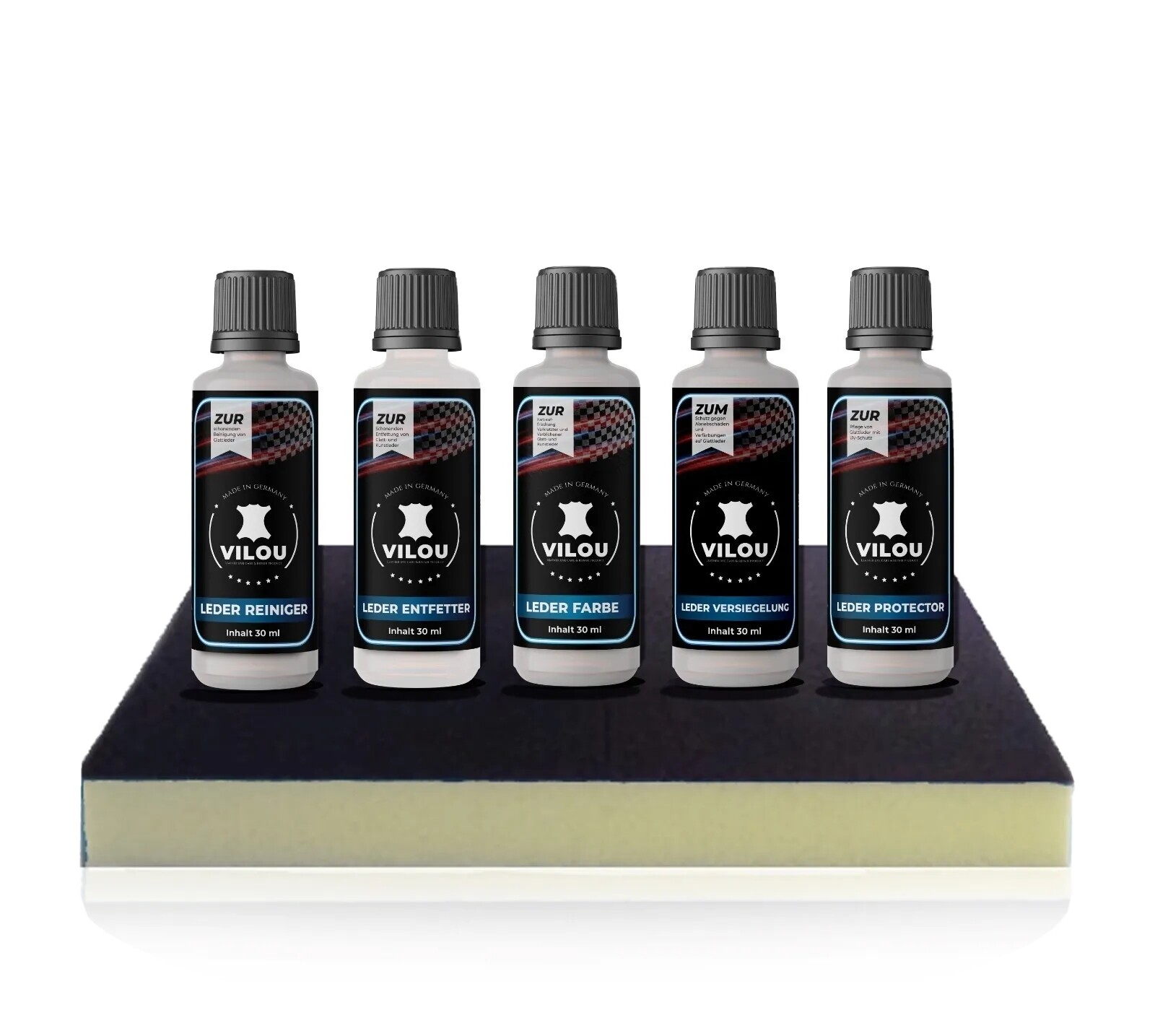 30ml leather care set "L" leather color black for Audi leather imitation leather steering wheel