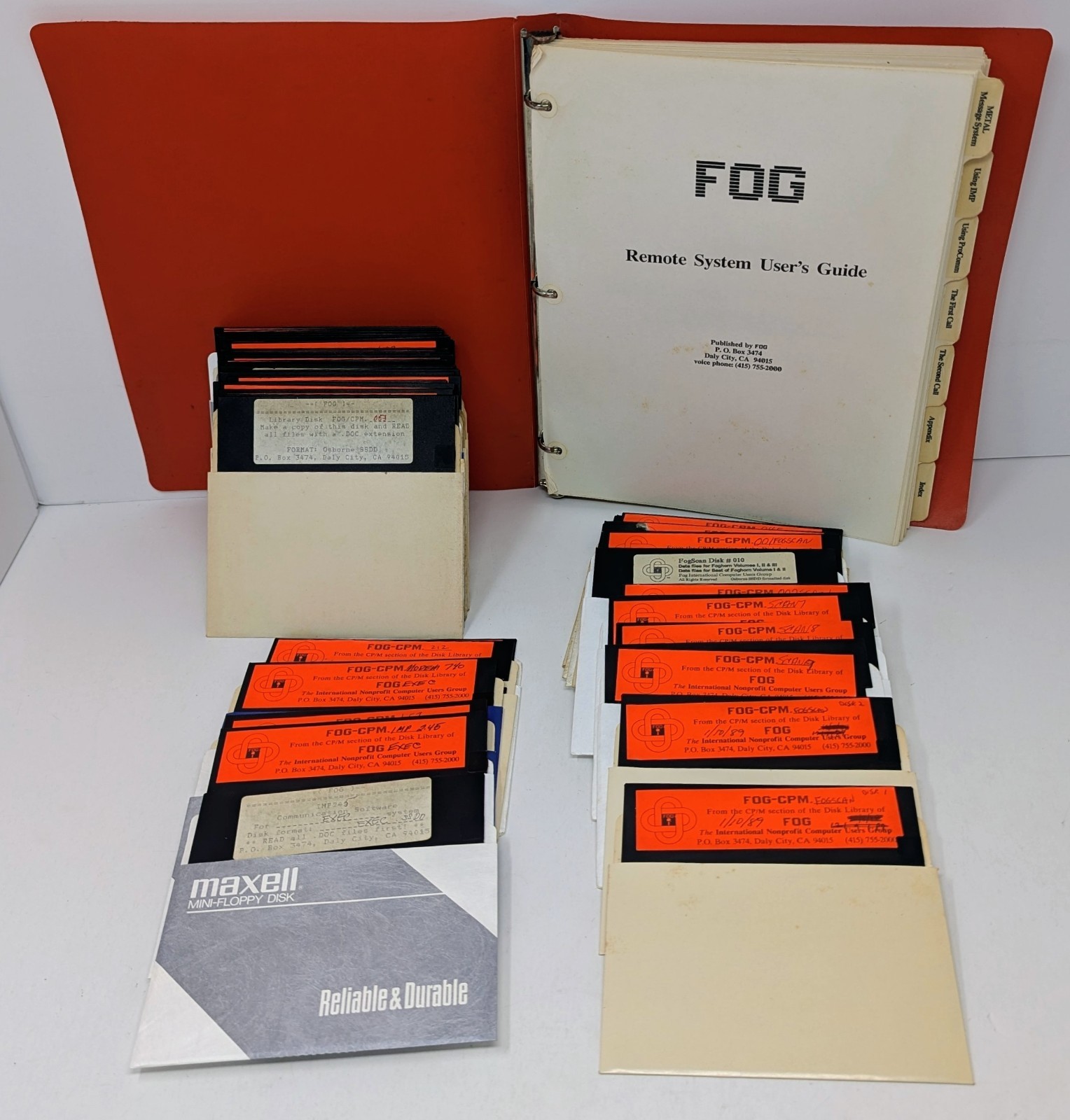 Fog Remote System User's Guide & 44 - 5.25" Disk Lot - Osborne CPM Disk Library!