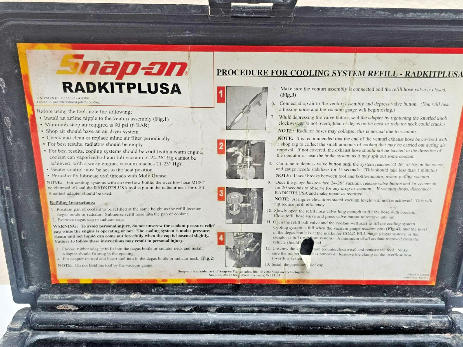 Snap-On RADKITPLUSA Air Cooling System Bleeder Kit