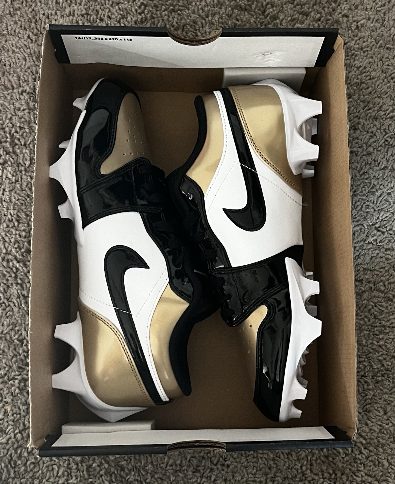 Size 8.5M- Nike Air Jordan 1 Low TD Gold Black Football Cleats NBY FJ6245-701