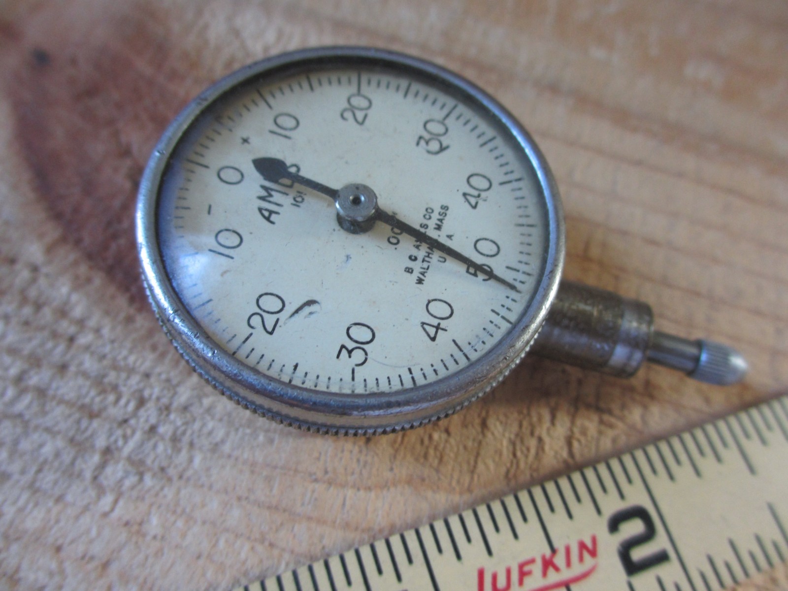 Vintage Ames 101 Dial Indicator .001" Machinist Tool Clear Back - Not Zeroed