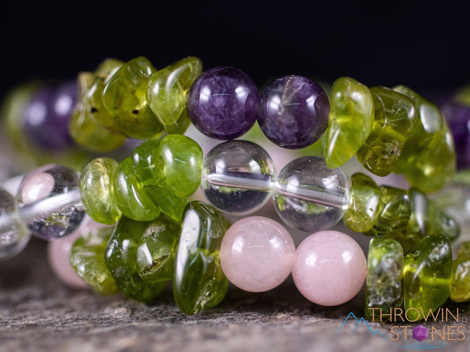 PERIDOT Crystal Bracelet - Amethyst, Rose or Clear Quartz - Jewelry, E2014