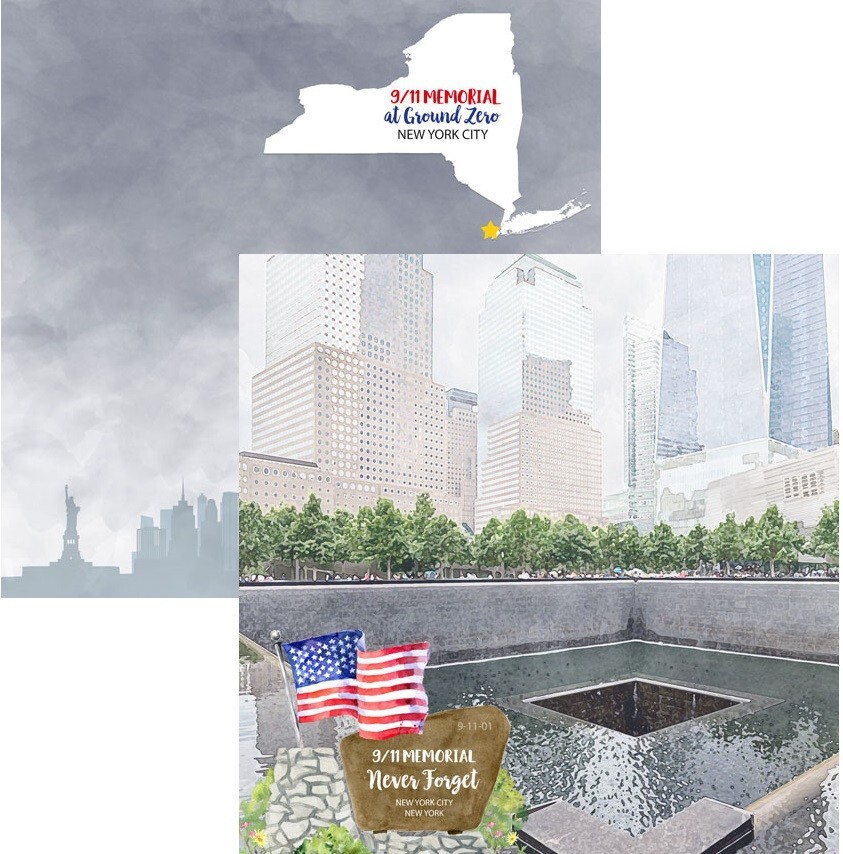 New York 911 Memorial - scrapbook paper, DS, Scrapbook Customs #39699