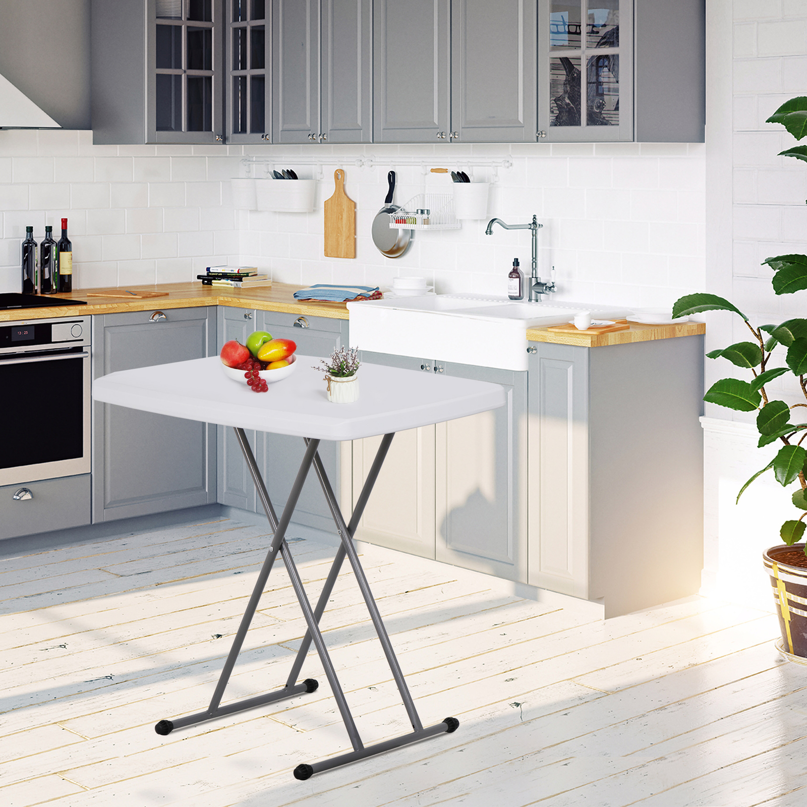 Multi-Functional 30-Inch Folding Table Portable Adjustable Height for TV Tray