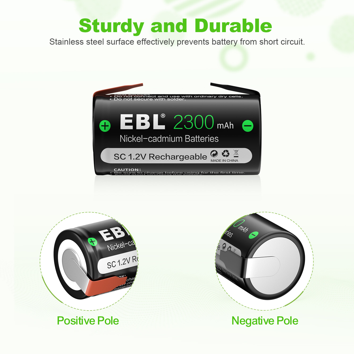 4PCS Sub C 2300mAh High Capacity NICD Rechargeable Battery