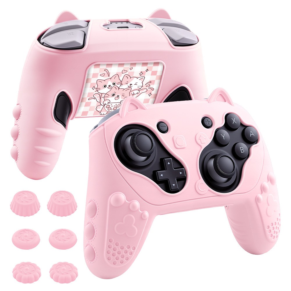 Silicone Protective Case for Switch 2 Pro Controller with Joystick Caps Stickers