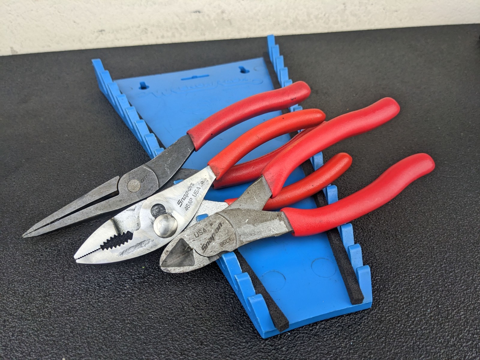 #bn534 Snap-On Tools PL306ACF Red 3pc Plier Set Needle Nose Slip Joint Cutters