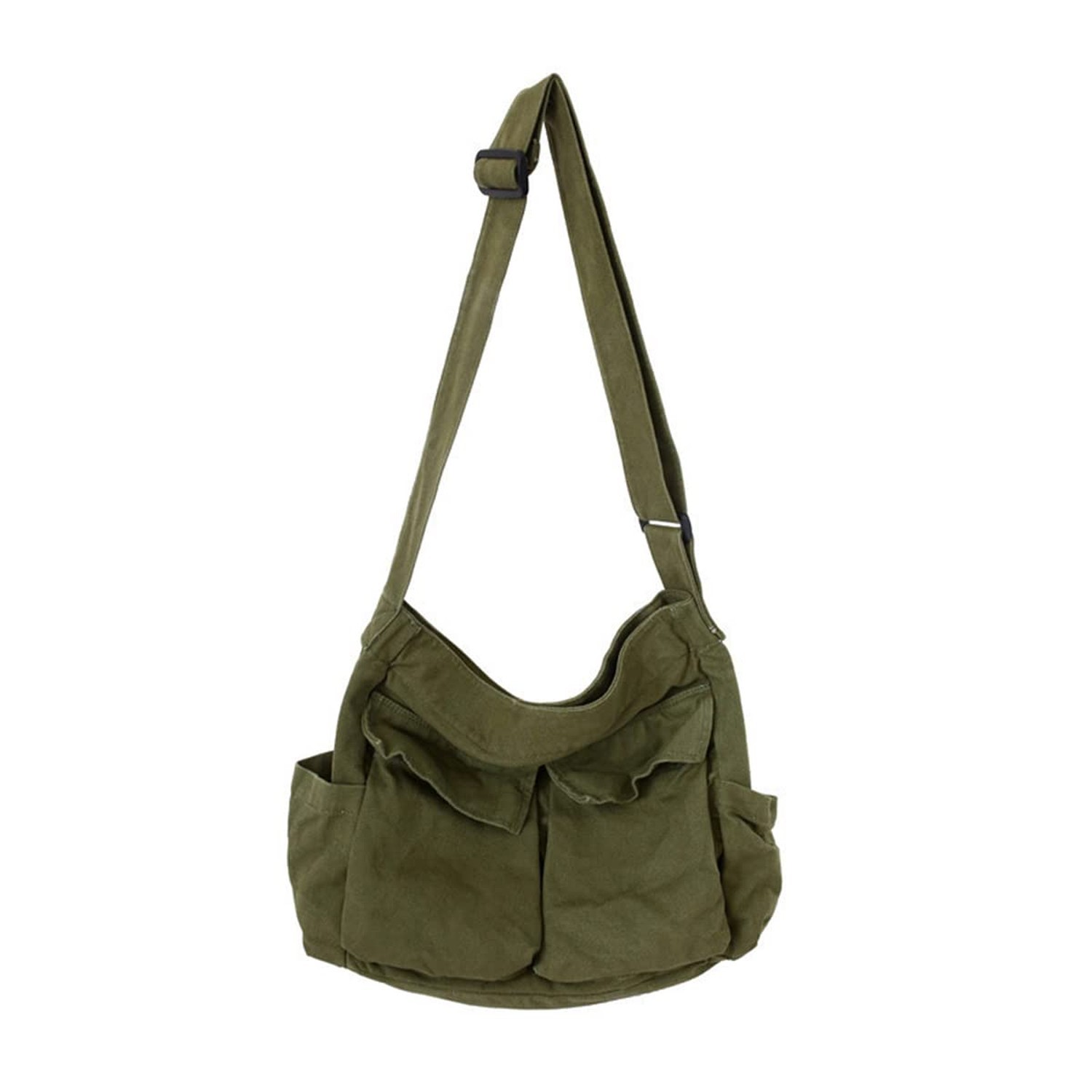 GAXOS Aesthetic Cute Messenger Bag for School Vintage Black Canvas Crossbody ...