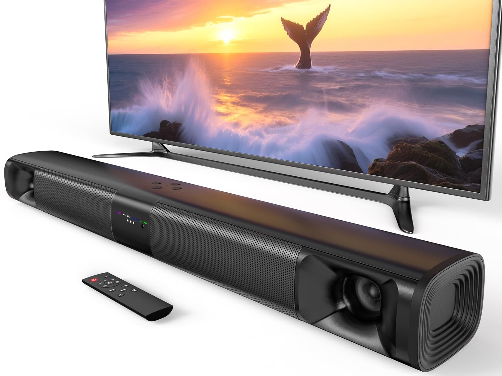 Sound Bar for Smart TV, 80W Soundbar with Four Woofers, Dual Horn Tweeters, 2...