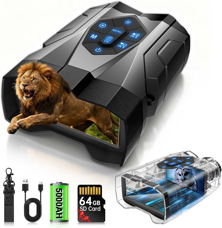 4K Night Vision Goggles, 16X 9X Infrared Night Vision Binoculars for Adults