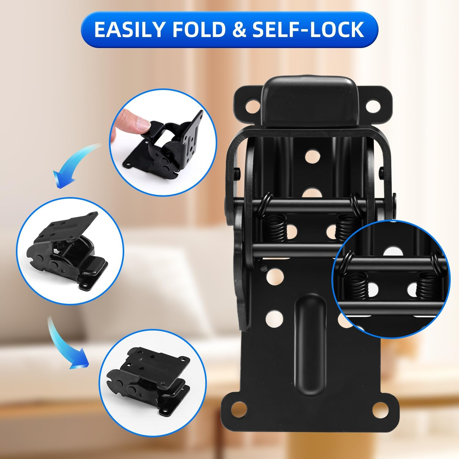 YDAJIURI Folding Brackets 4 Pack, Heavy-Duty Self-Locking Hinges with Screws, Fo