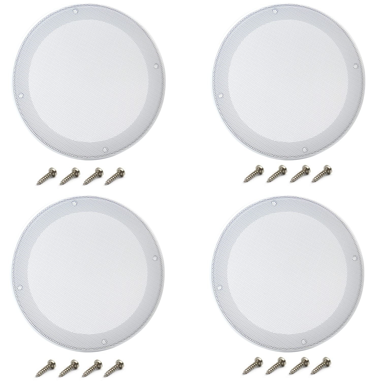 Fielect 4Pcs 6.5" Speaker Grill Cover White SubWoofer 6.5 inch,