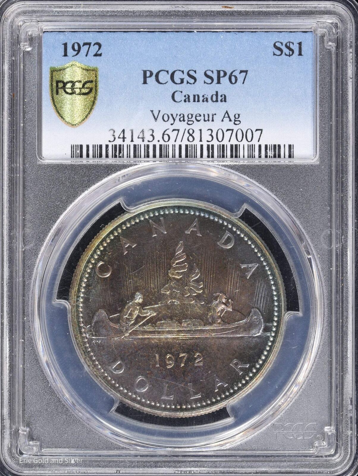 1972 Canada S$1 Silver Voyageur Ag PCGS SP 67