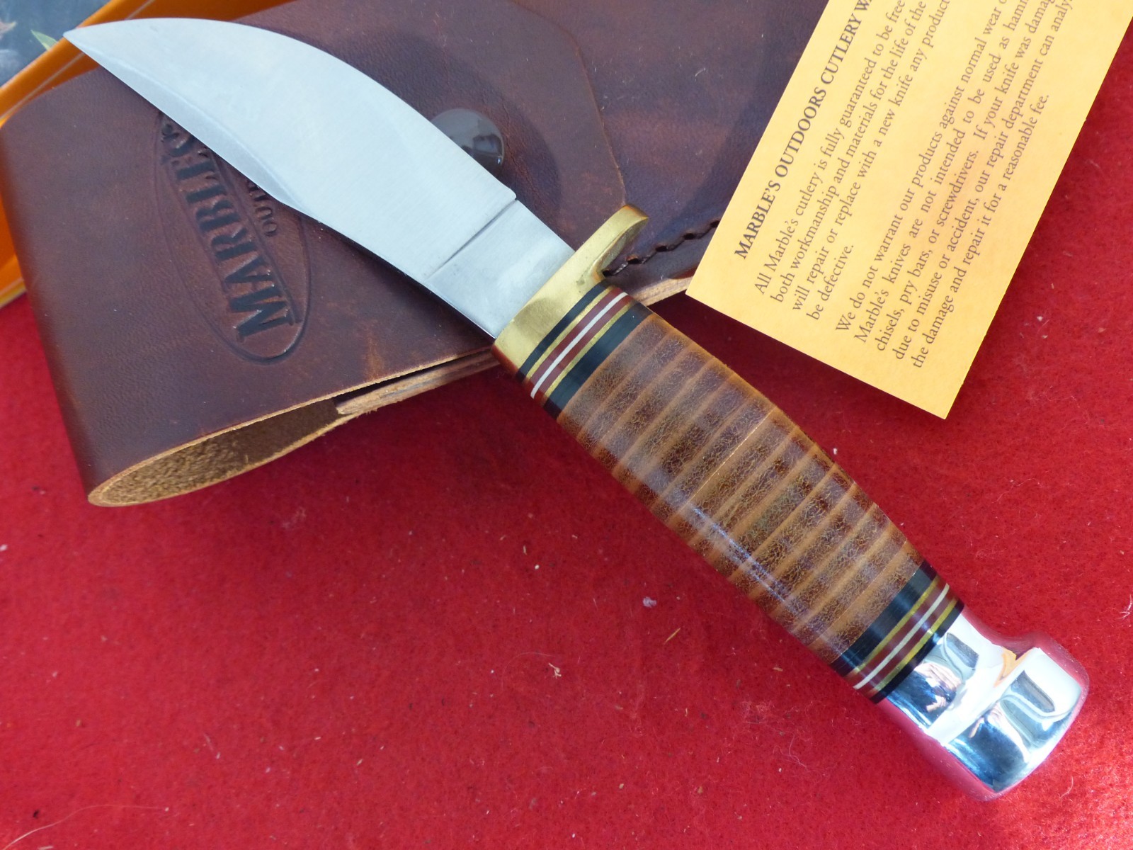 Marbles Gladstone USA Fieldcraft Leather/aluminum mint fixed blade Sheath knife