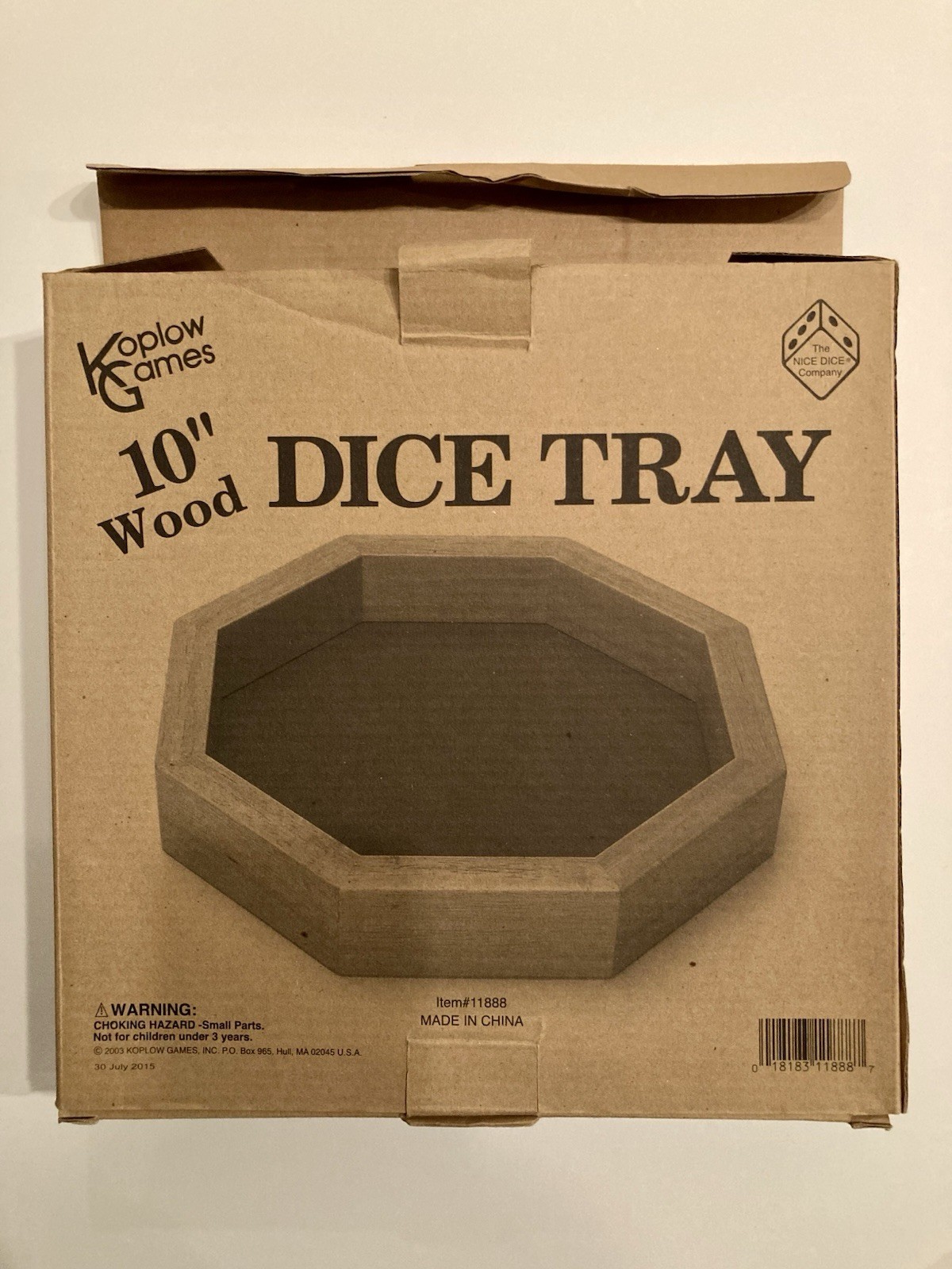 Koplow Games 10” Octagon Dice Tray Solid Wood Tabletop RPG Wargames Boardgames